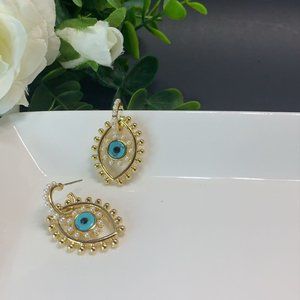 Devil Eyes Pearl Earrings Gold Plated Demon Eyes Drop Earrings For Women